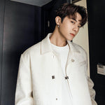 Metal Buckle Vintage Textured Jacket