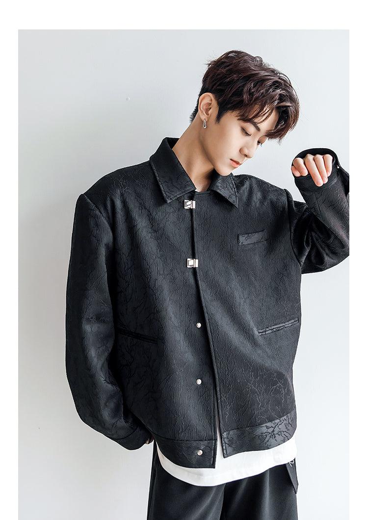 Metal Buckle Vintage Textured Jacket