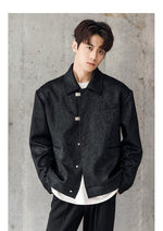 Metal Buckle Vintage Textured Jacket