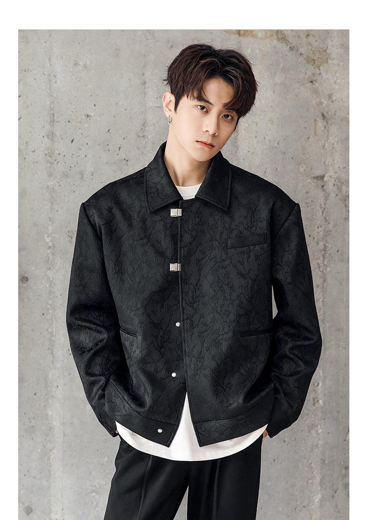 Metal Buckle Vintage Textured Jacket