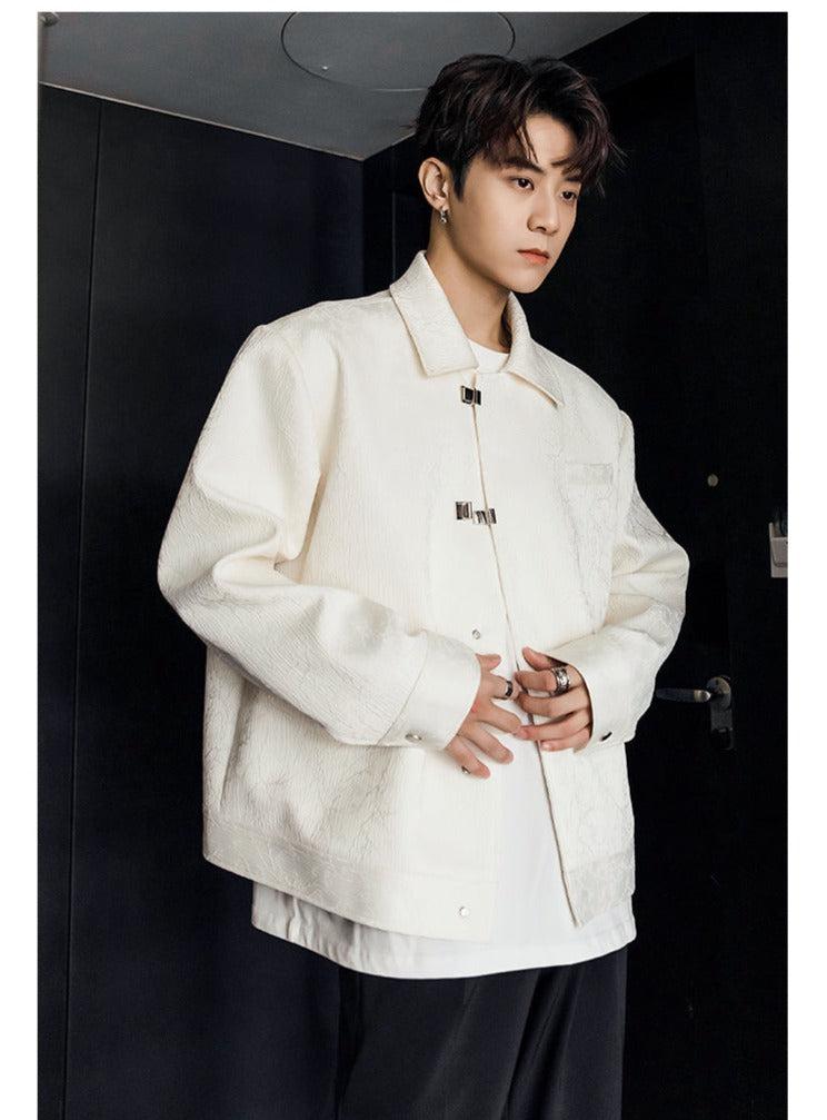 Metal Buckle Vintage Textured Jacket