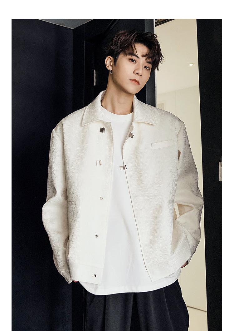 Metal Buckle Vintage Textured Jacket