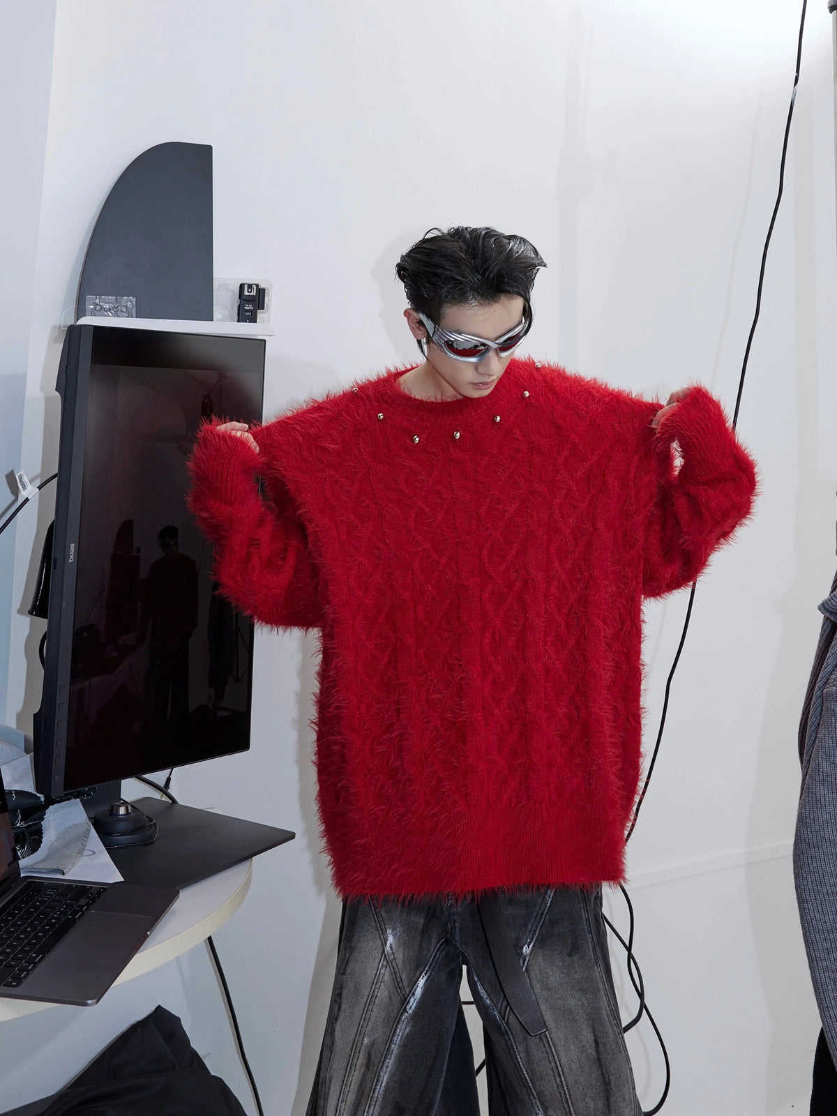 Metal Button Design Knitted Sweater