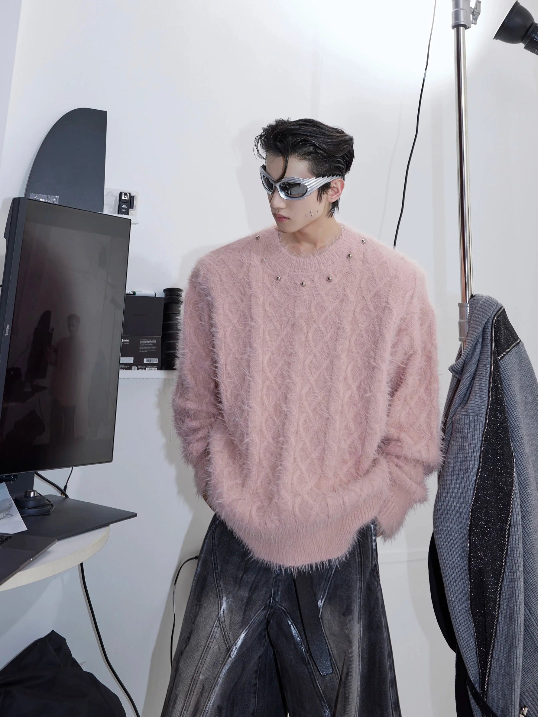 Metal Button Design Knitted Sweater