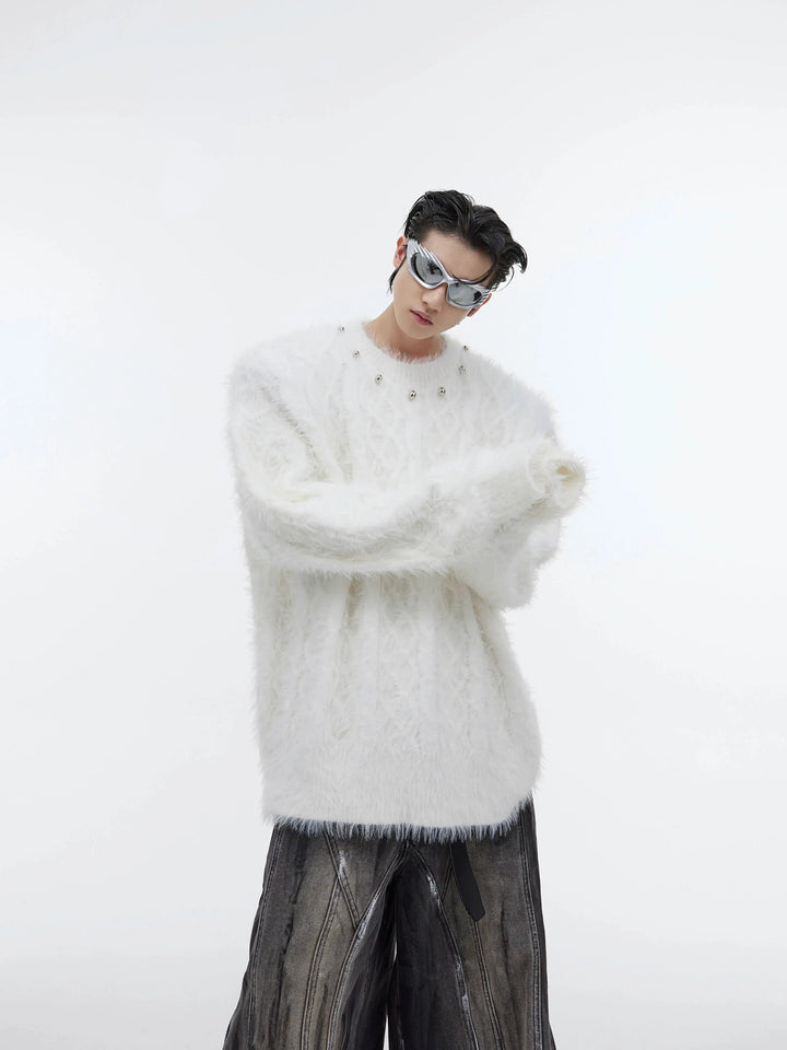 Metal Button Design Knitted Sweater