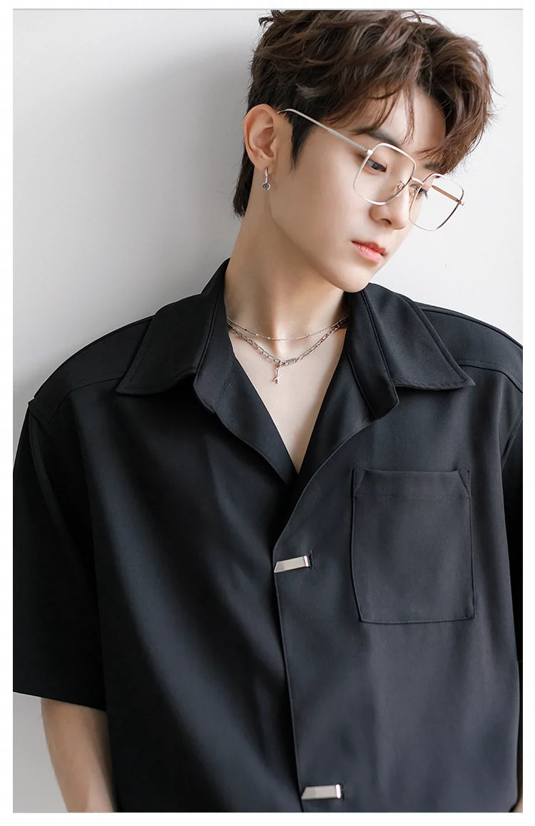 Metal Button Short Sleeve Shirt