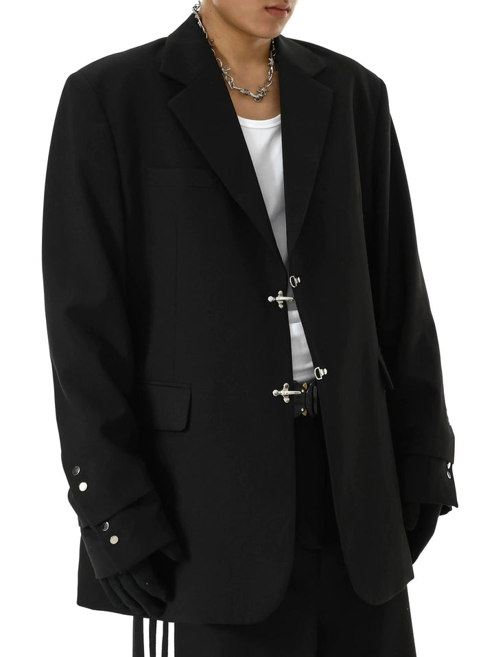 Metal Button Shoulder Pad Double-Layer Jacket