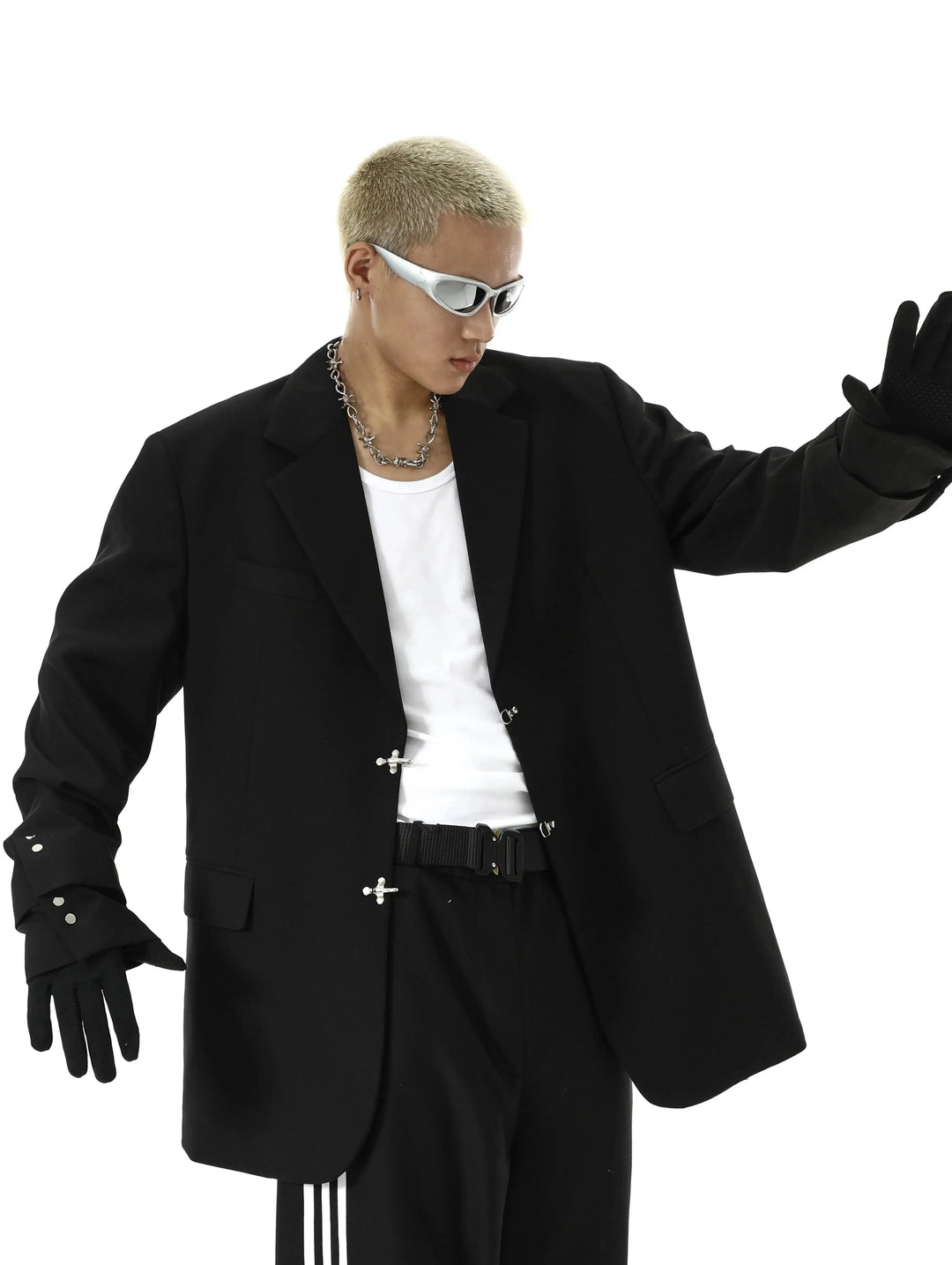 Metal Button Shoulder Pad Double-Layer Jacket