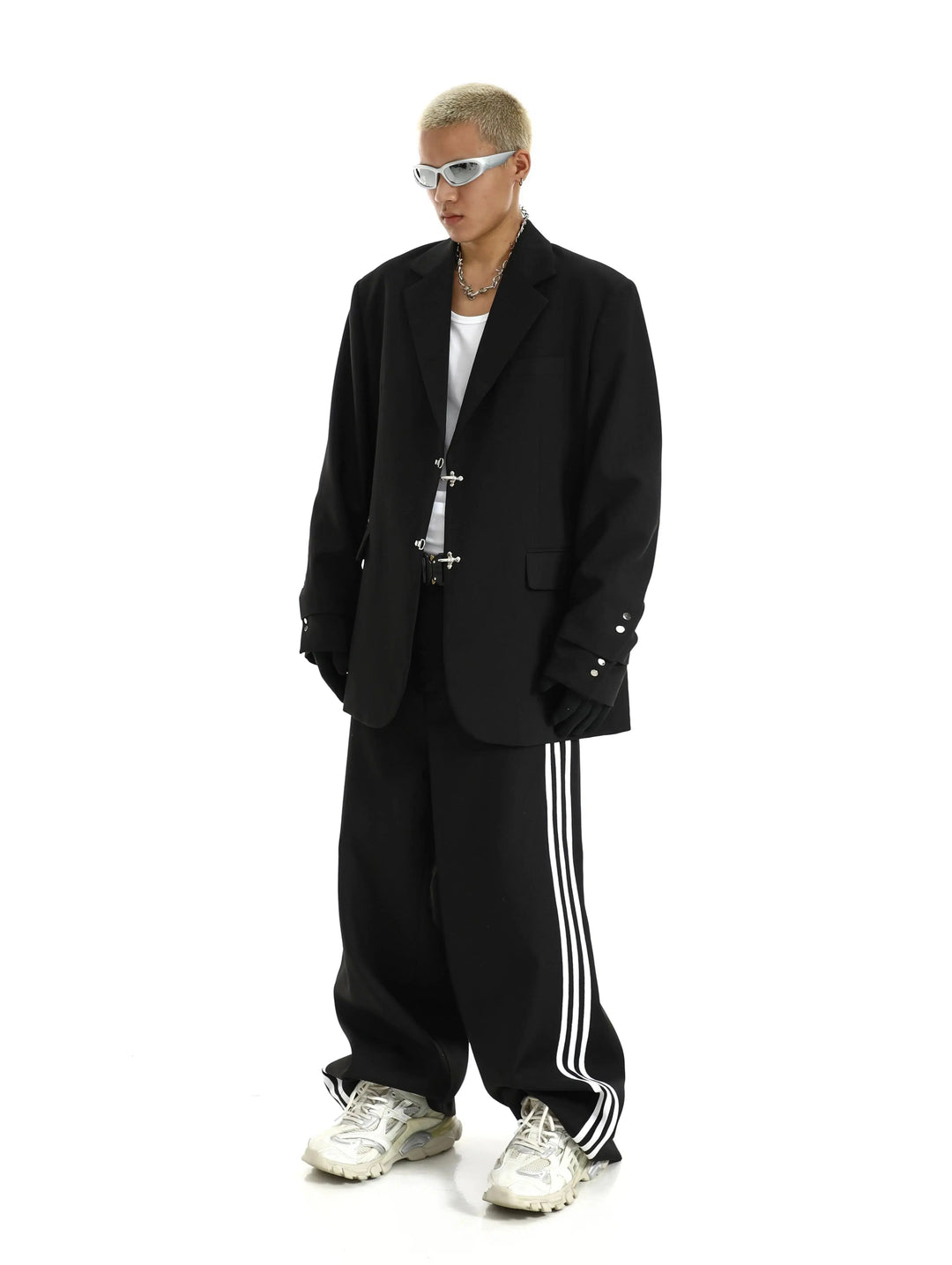 Metal Button Shoulder Pad Double-Layer Jacket