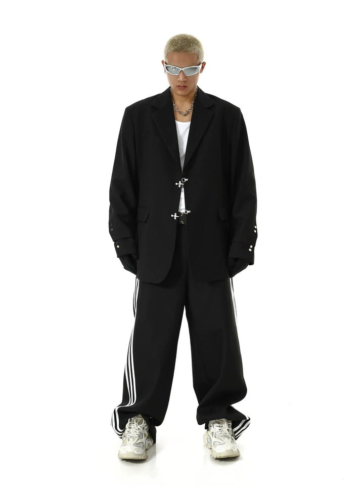 Metal Button Shoulder Pad Double-Layer Jacket