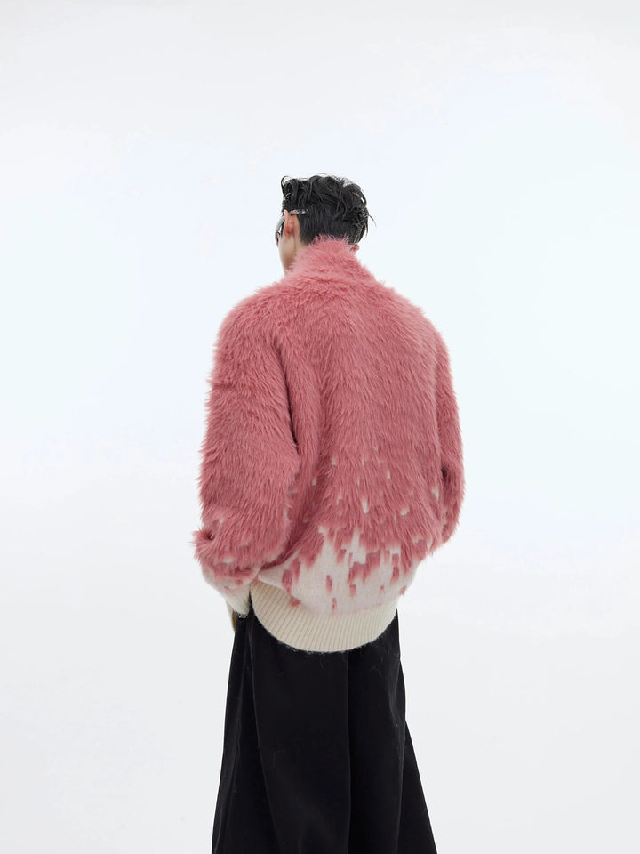 Metal Buttons Gradient Sweater Jacket