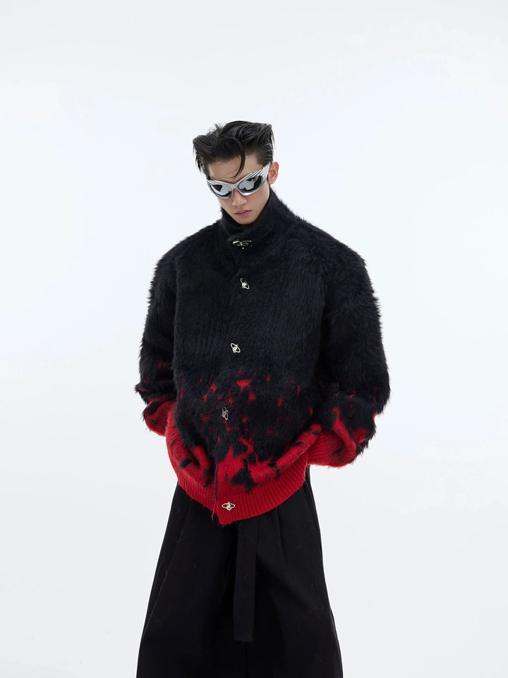 Metal Buttons Gradient Sweater Jacket