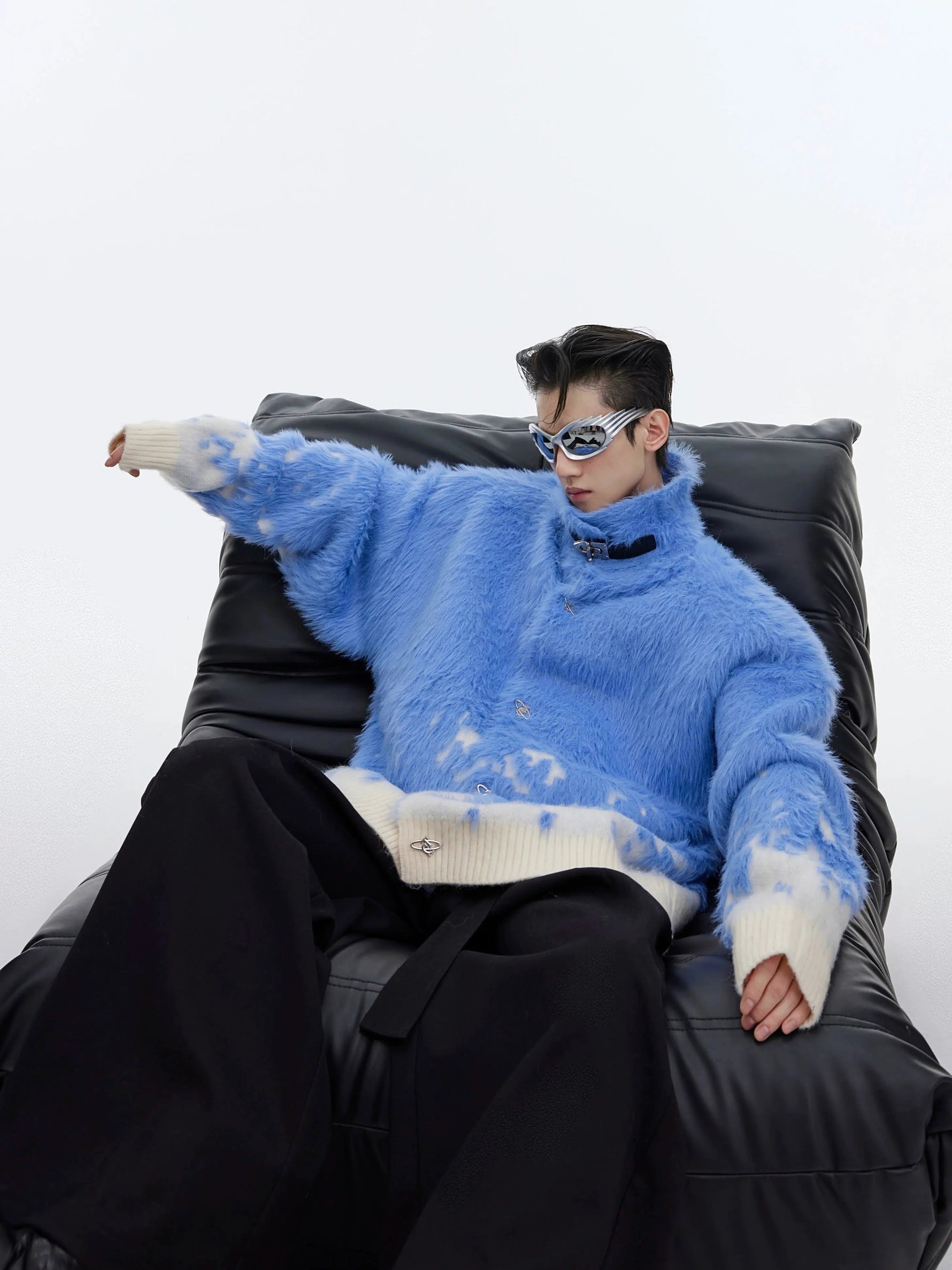 Metal Buttons Gradient Sweater Jacket