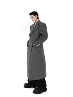 Metal Airplane Buttons Woolen Long Coat