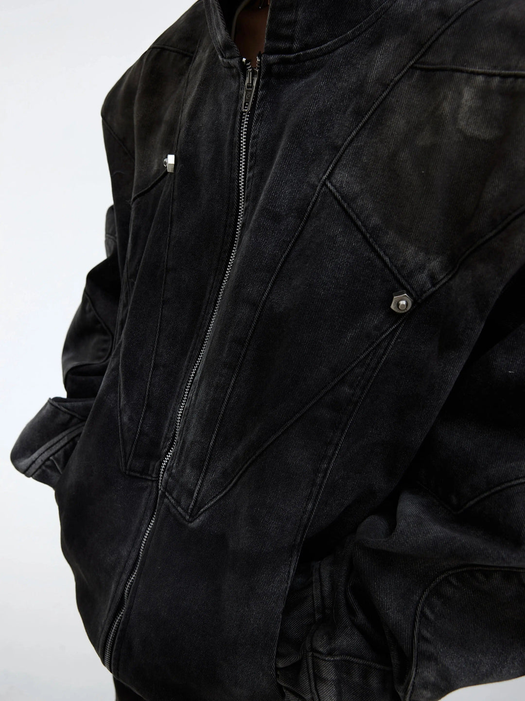 Metal Distressed Denim Jacket
