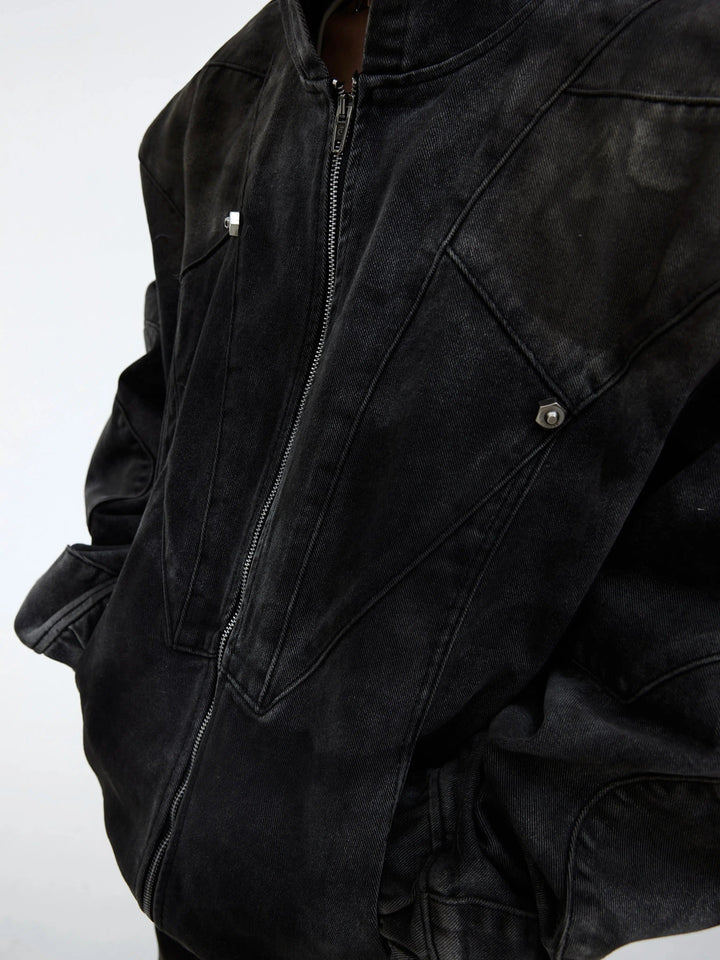 Metal Distressed Denim Jacket