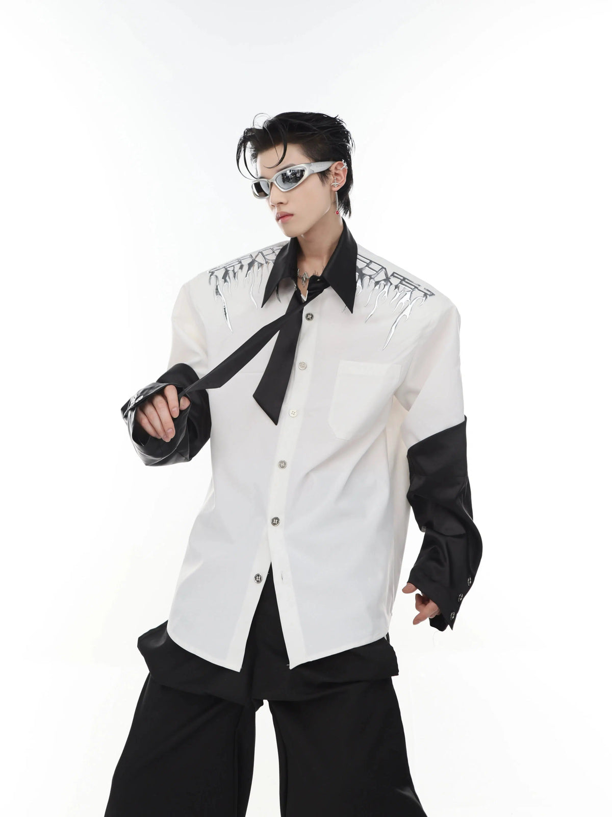 Metal Decoration Loose Cardigan Shirt