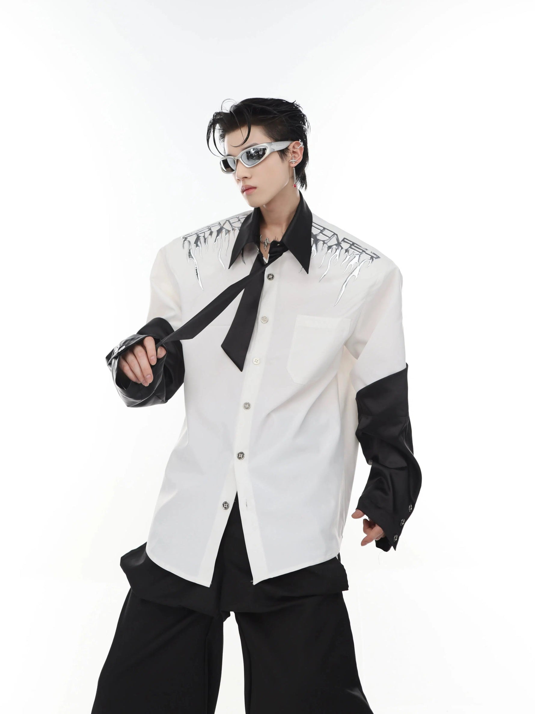 Metal Decoration Loose Cardigan Shirt