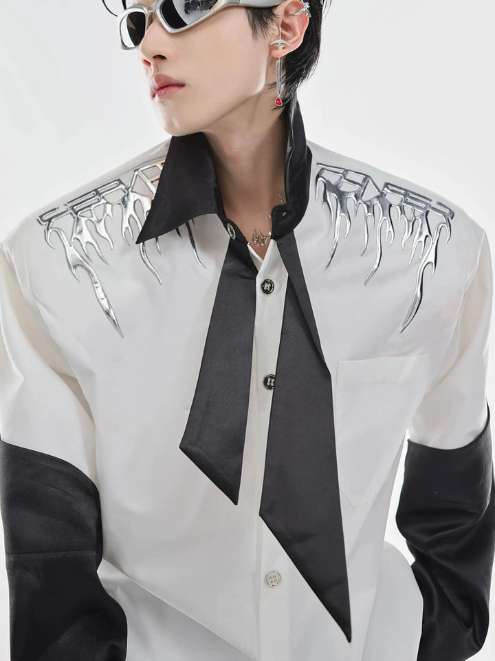 Metal Decoration Loose Cardigan Shirt