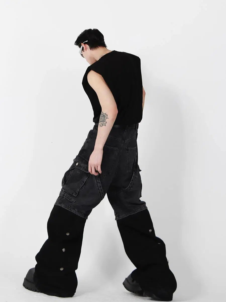 Metal Design Shoulder Pad Sleeveless Vest