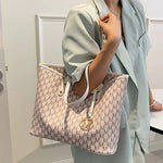 Metal Letter Pendant Leather Tote Bag