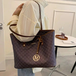 Metal Letter Pendant Leather Tote Bag