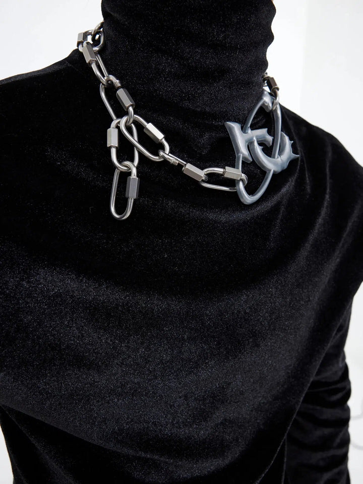 Metal Logo Lock Necklace