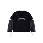 Metal Logo Mesh Spliced Long-sleeve Shirt