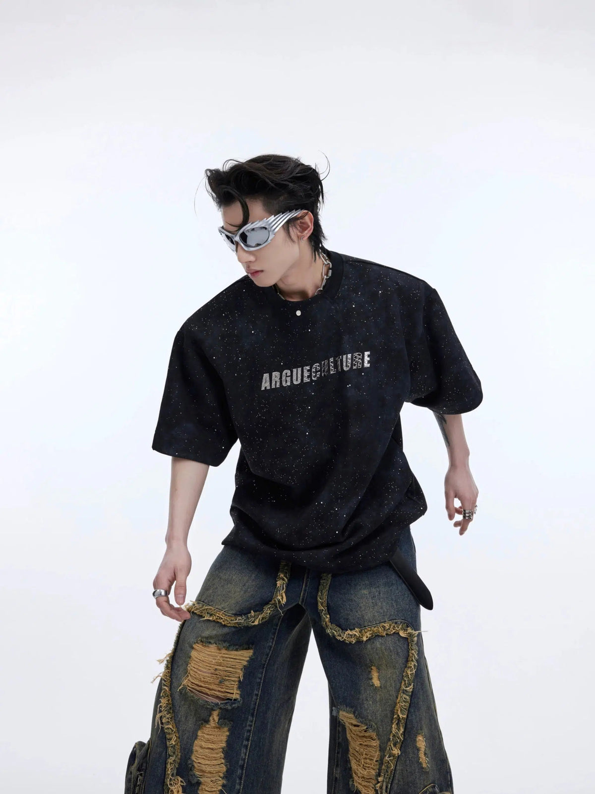 Metal Print Embellishment T-Shirt