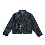 Metal Rivet Denim Jacket Distressed Pants Set