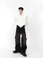 Metal Rivets Pleated Cardigan Shirt