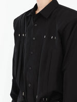 Metal Rivets Pleated Cardigan Shirt