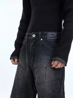 Metal Zipper Distressed Flared Pants