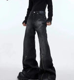 Metal Zipper Distressed Flared Pants