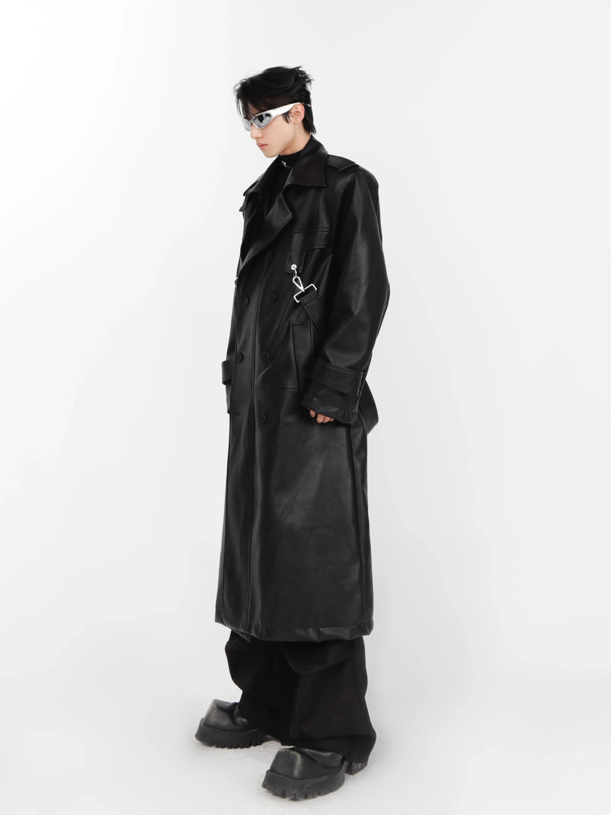 Metal Zipper Leather Windbreaker Coat