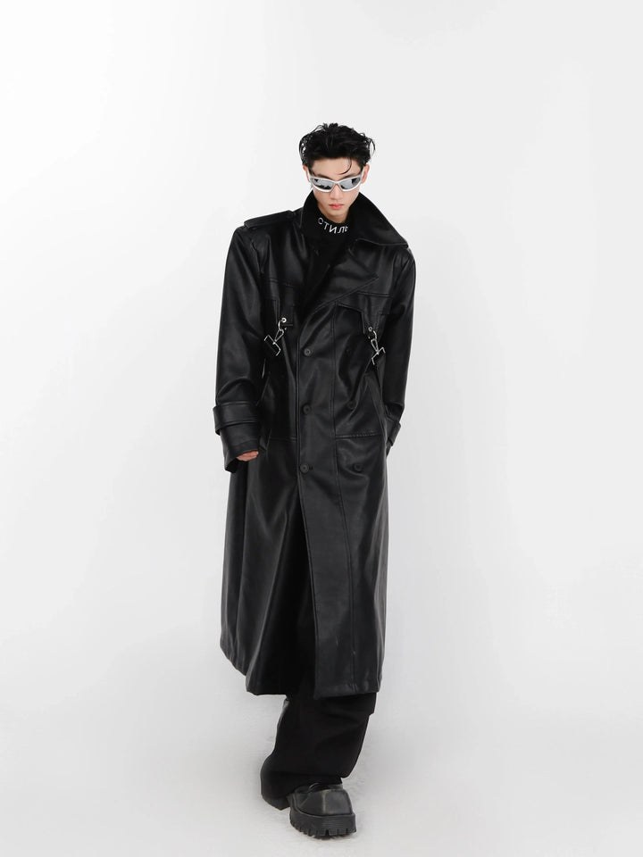 Metal Zipper Leather Windbreaker Coat