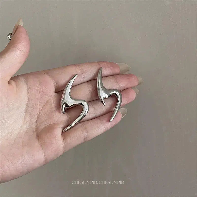 Metallic Abstract Twist Hoop Earrings