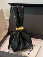 Metallic Accent Knotted Leather Handbag