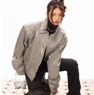 Metallic Jacket With Shoulder Pads