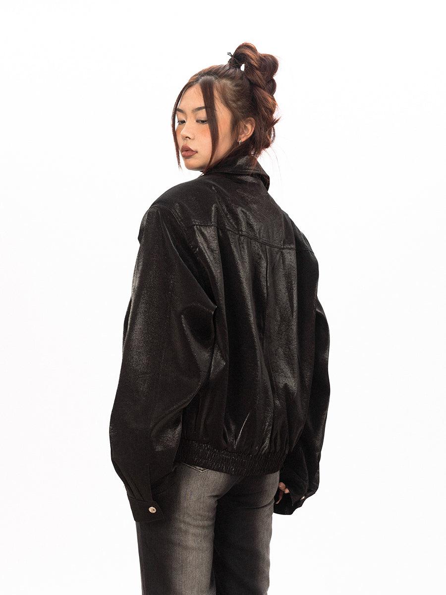 Metallic Jacket With Shoulder Pads
