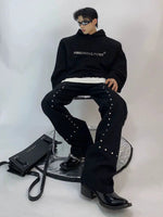 Metallic Printed Hooded Sweatshirt