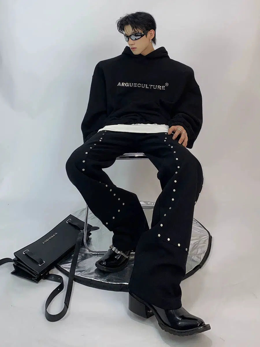 Metallic Printed Hooded Sweatshirt