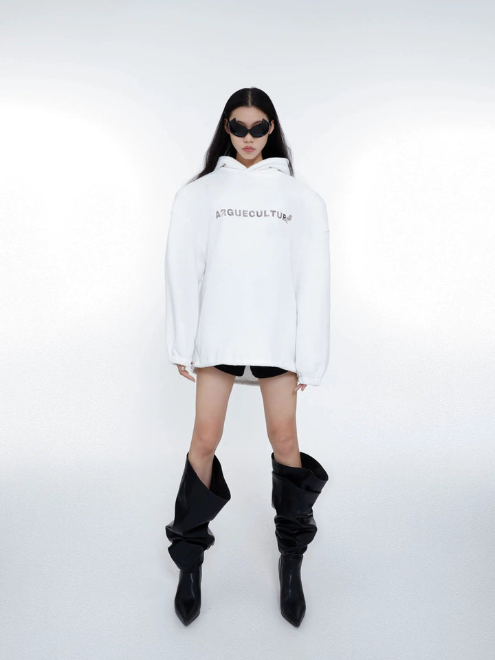 Metallic Printed Hooded Sweatshirt