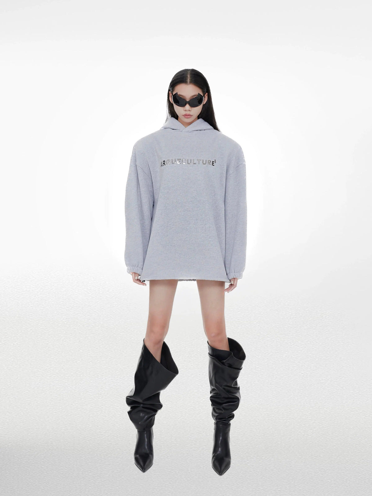 Metallic Printed Hooded Sweatshirt