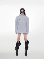 Metallic Printed Hooded Sweatshirt