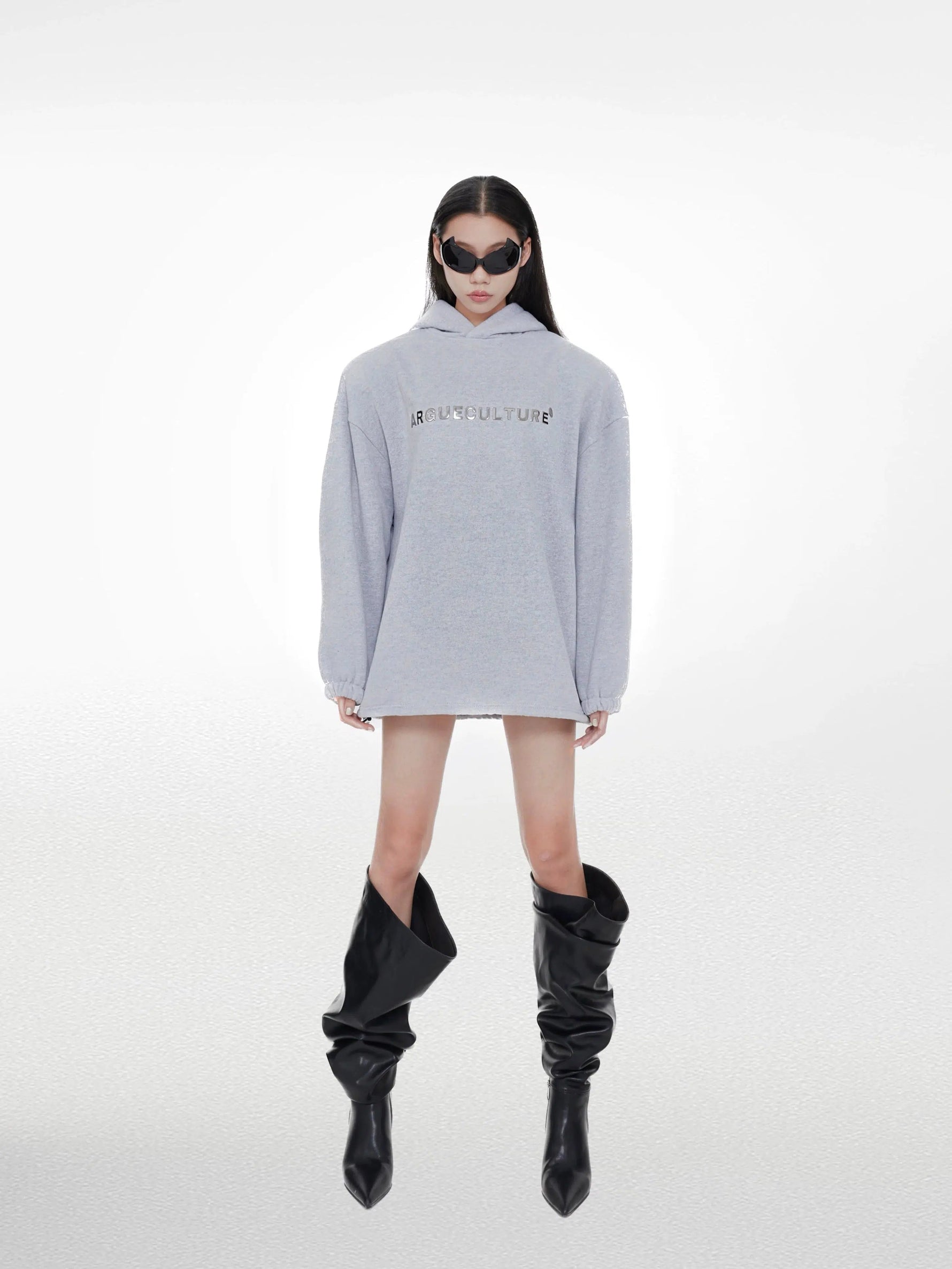 Metallic Printed Hooded Sweatshirt