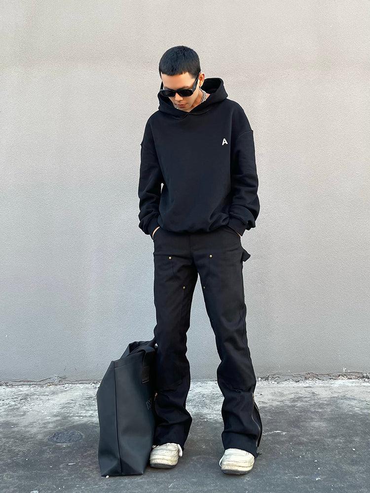 Micro-flared Zipper Overalls Pants