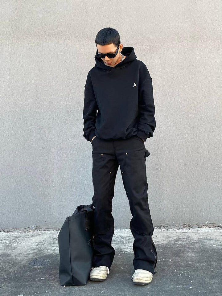 Micro-flared Zipper Overalls Pants