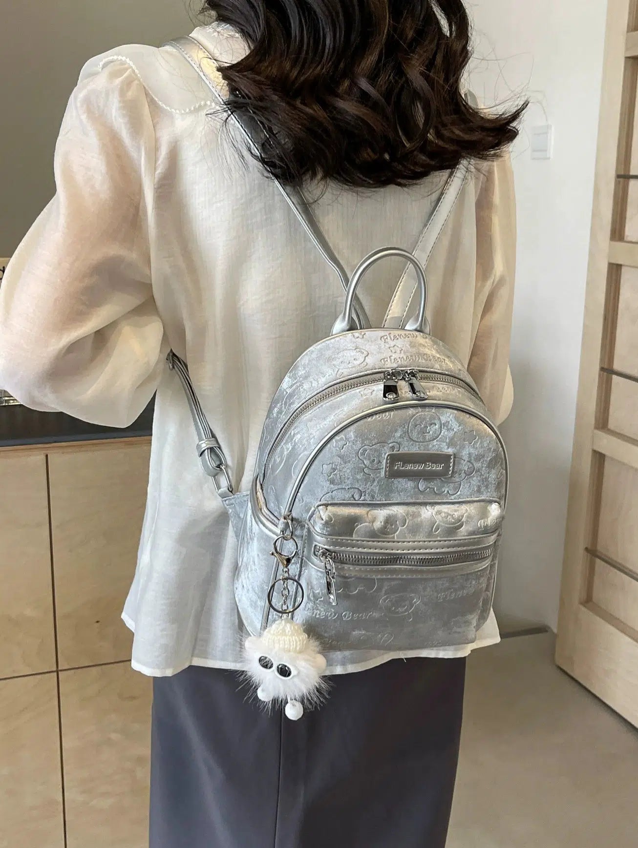 Mini Embossed Bear Backpack