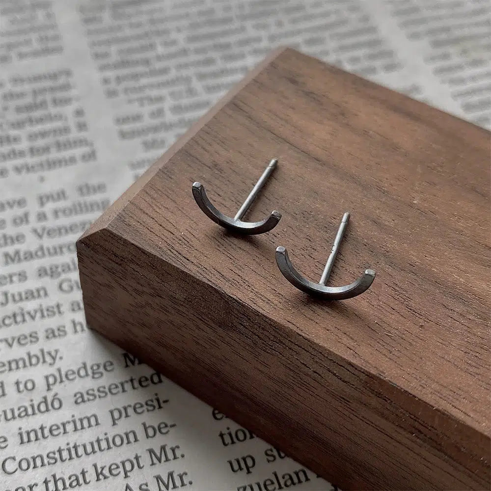 Minimalist Crescent Stud Earrings